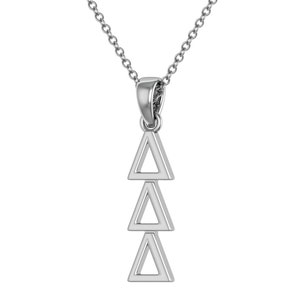 Delta Delta Delta Necklace - Sterling Silver / Tri Delta Necklace / Lavalier / Big Little Gift / Sorority Jewelry / Tri Delta Gift