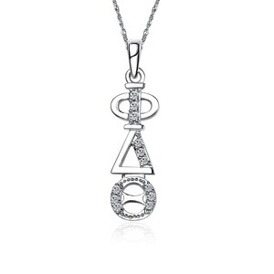 Phi Delta Theta Lavalier pour Sweetheart - Argent Sterling;  avec chaîne argentée 18 » (PDT-P001)