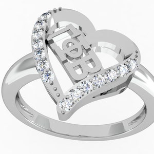 Gamma Phi Beta Ring - Heart Design Sterling Silver (GPB-R002)