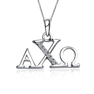 Alpha Chi Omega Lavalier, Horizontal Design, Sterling Silver (ACO-P005)