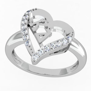 Kappa Delta Ring - Heart Design, Sterling Silver (KD-R002)