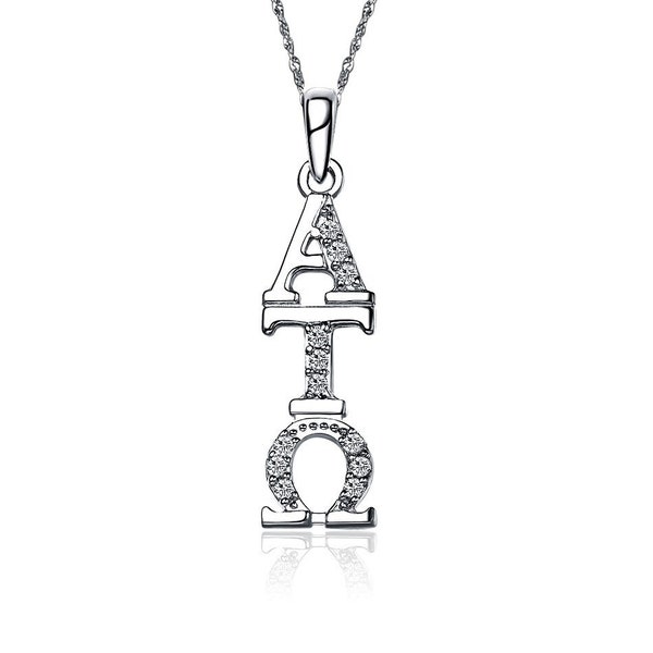 Alpha tau omega lavalier for sweetheart - sterling silver; with 18" silver chain (ato-p001)