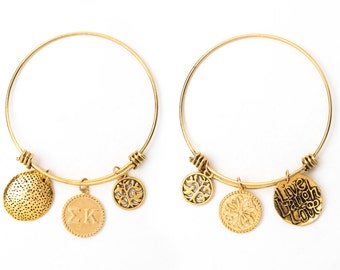 Sigma Kappa Expandable Wire Bangle Bracelet - Yellow Gold Plated