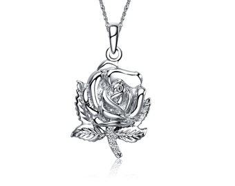 Sigma Delta Tau Lavalier - Rose Design, Sterling Silver (M010)