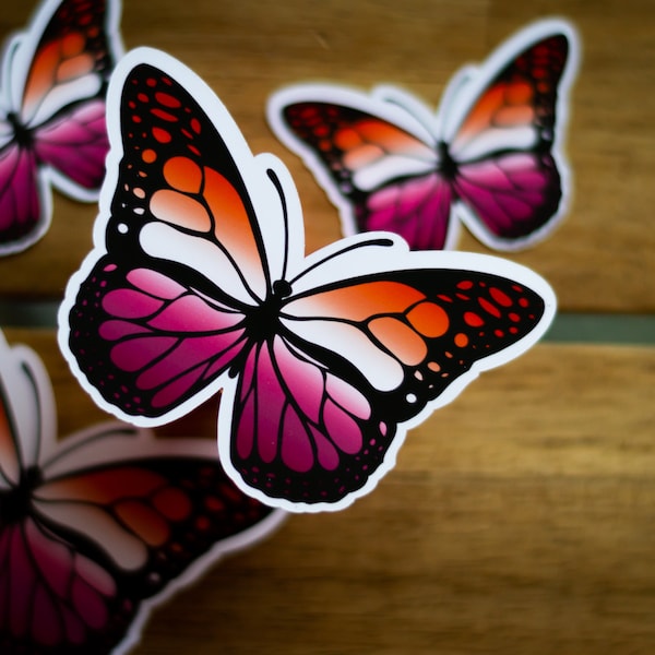Lesbian Pride Butterfly Sticker, LGBTQ