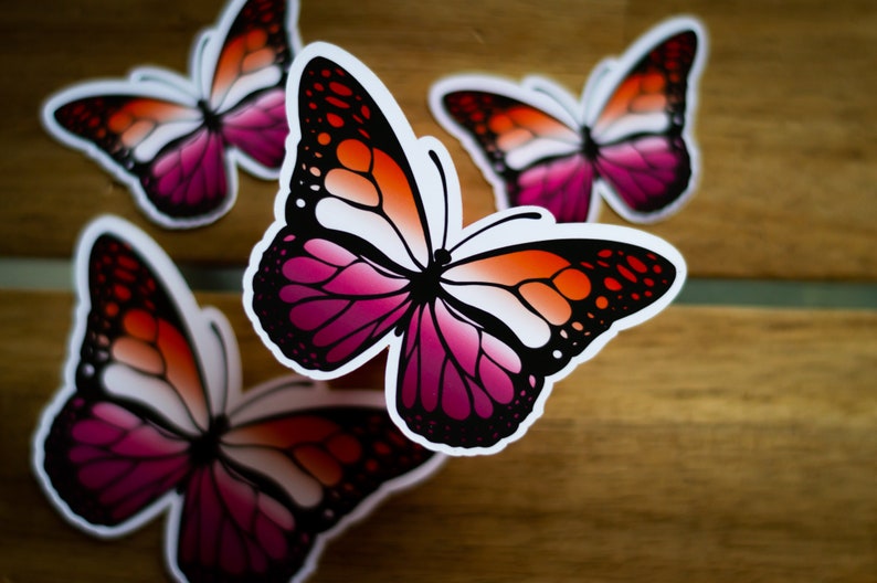 Lesbian Pride Butterfly Sticker, LGBTQ 