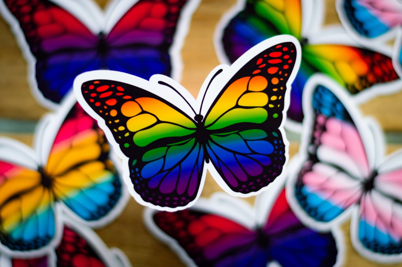 Rainbow monarch butterfly matte sticker LGBTQ ally subtle Etsy