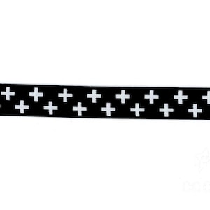 Webband Kreuz Plus weiß schwarz