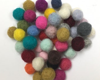 Wool felt balls Felt balls Pommels 25 pieces colorful 1.5 cm