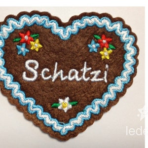 Opstrijk patch peperkoek hartje Schatzi blauw