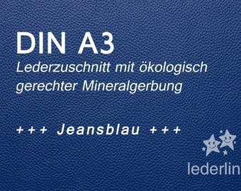 Lederzuschnitt Jeansblau A3