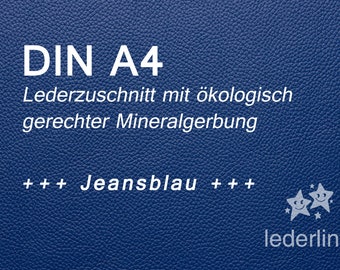 Lederzuschnitt Jeansblau A4 Puschenleder Leder