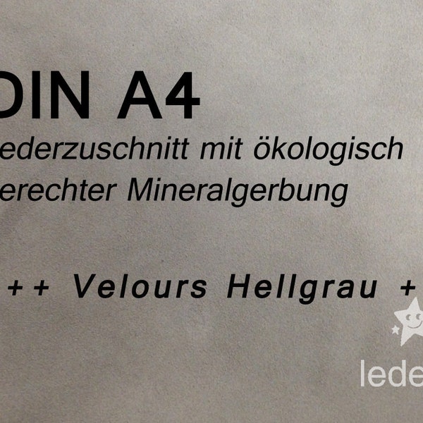 Lederzuschnitt Velours Hellgrau A4