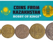 5 Kazakhstan Coins. Different Collectible Central Asian Coins. Foreign Currency