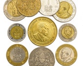 Lot of 10 Kenyan Coins from East Africa Kenya Cents, Shillings. Mixed old collectible coins