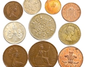 Lot of 10 UK England Great Britain Coins Penny Shilling Pence 1937-Present United Kingdom Collectible Old Currency