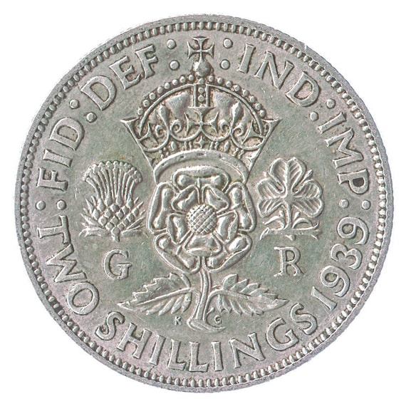 British 2 Shillings Silver Coin - King George VI. English Money 1937-1946 Km#855