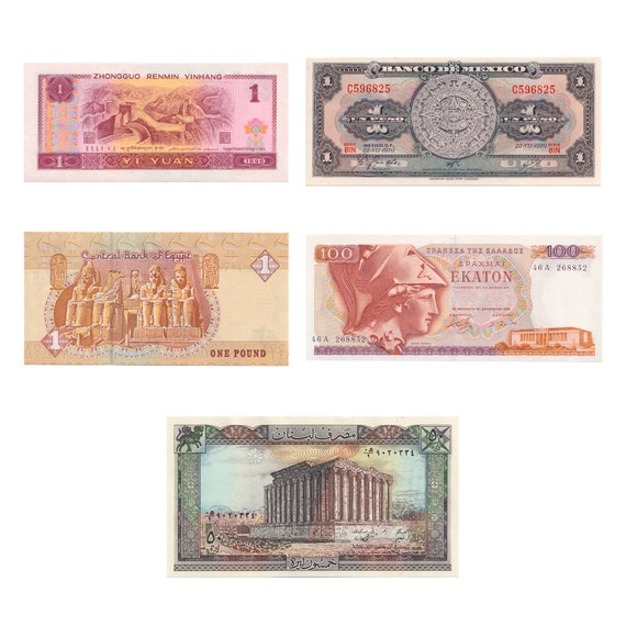 5 Banknote Set | Ancient Cultures | Great Wall of China | Ancient Egypt and Greece | Roman Empire | Aztec