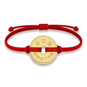 Bransoletka z monetą szczęścia | Czerwony sznurek z monetą Lucky Japan 5 jenów | Bransoletka Fortune Wealth & protection platerowana 18-karatowym złotem