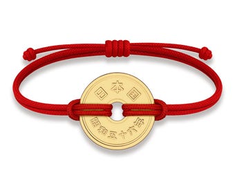 Bracelet pièce de 5 yens : porte-bonheur japonais plaqué or 18 carats