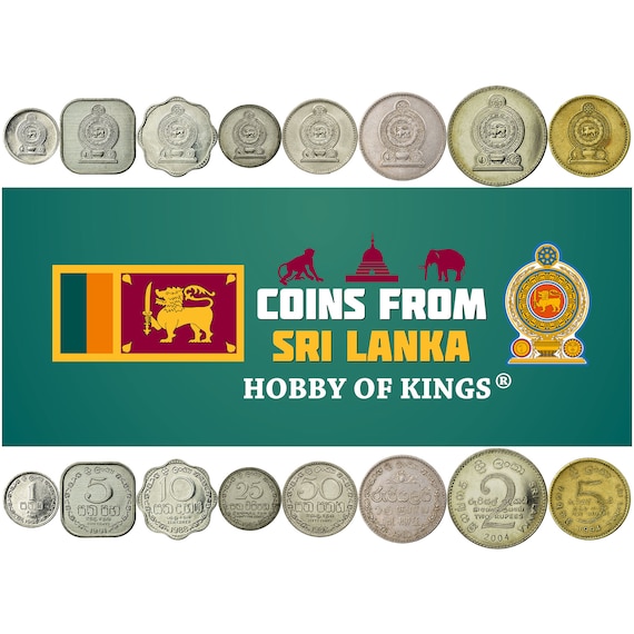Sri Lankan 8 Coin Set 1 5 10 25 50 Cents 1 2 5 Rupees | Sri Lanka | 1978 - 1994