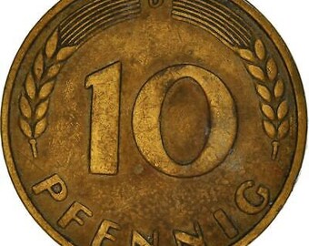 ドイツ 10ペニヒ硬貨 | オークの苗木 | 1949年 - Etsy 日本