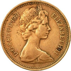 United Kingdom 1 New Penny | 100 Coins | Young Elizabeth II | 1971 - 1981