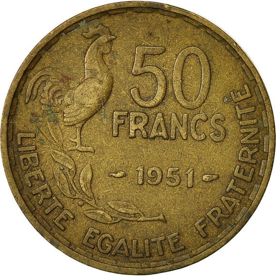 フランス硬貨 50フラン | フランス | 1950 - 1958 - Etsy 日本