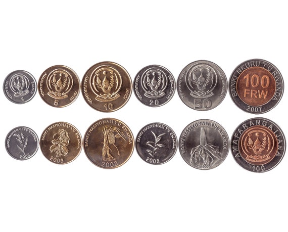 6-PIECE UNCIRCULATED CURRENT COIN SET RWANDA 1-100 FRANCS