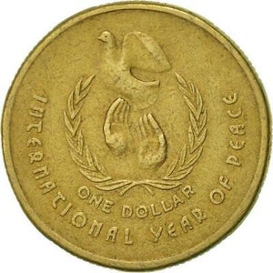 Australian Coin 1 Dollar | Elizabeth II | International Year of Peace | 1986