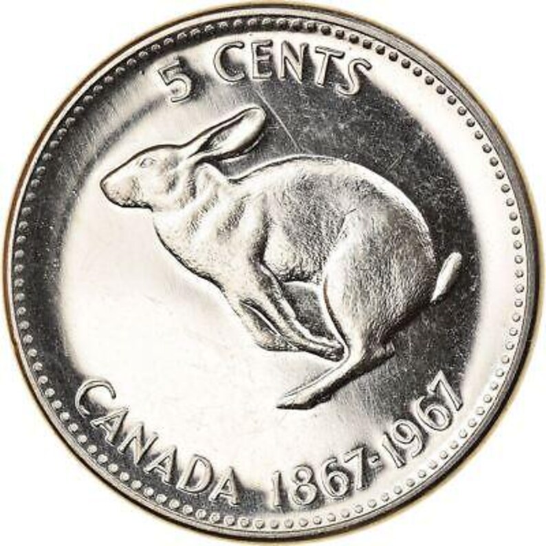 Canadian Coin Canada 5 Cents | Queen Elizabeth II | Rabbit | 1967 ...