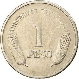 Colombia 1 Peso | Simon Bolivar | Corn cobs Coin 1974 - 1981
