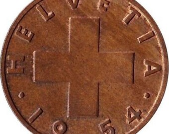 Swiss Coin Switzerland 2 Rappen | Wheat Spike | Swiss Cross | 1948