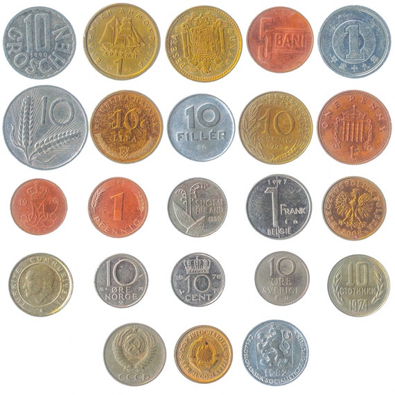 Set of 23 Coins From 23 Different Countries from Europe including Coins From Extinct States: USSR, Yugoslavia and Czechoslovakia