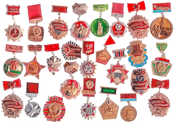 Soviet Union Medals | Civilian Pins | Army Badges | Mixed Military Awards made in the USSR | Lenin Ribbons | Cold War | Veteran Decorations