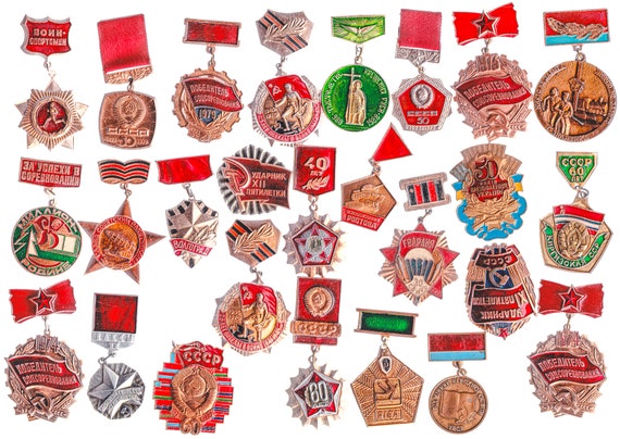 Soviet Union Medals | Civilian Pins | Army Badges | Mixed Military Awards made in the USSR | Lenin Ribbons | Cold War | Veteran Decorations