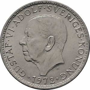 Swedish Coin 5 Kronor | Gustaf VI Adolf | Sweden | 1972 - 1973