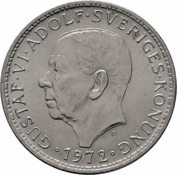 1972年 スウェーデン「王の署名」の銀貨 スウェーデン王 グスタフ6世アドルフ 1972 スウェーデン 10クローネ銀貨 グスタフ6世アドルフ