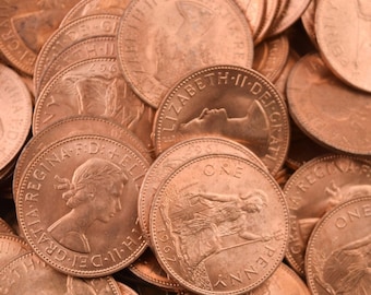 1977年 イギリス 1ペニーコイン エリザベス2世 ブロンズ ヴィンテージ