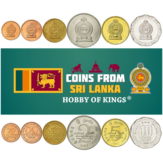 Sri Lankan 6 Coin Set 25 50 Cents 1 2 5 10 Rupees | Sri Lanka | 2005 - 2013