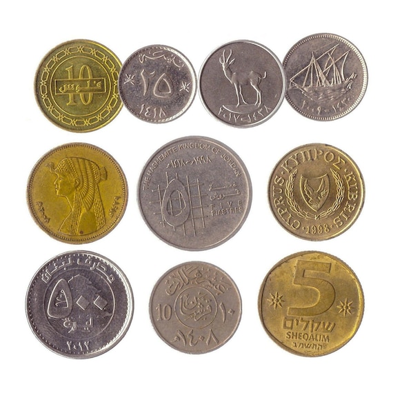 Middle East Coins: 10 Old Collectible Coins, Various Denominations