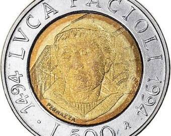 イタリア 500リラ 1994年 ルカ・パチオーリ イタリア 500リラ 1994年 ルカ・パチオーリ