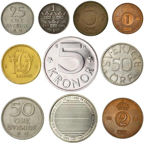 10 Sweden Coins Swedish Currency Collection 1 2 5 25 50 - Etsy