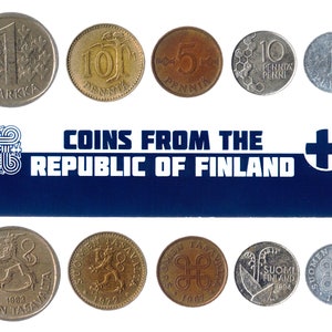 5 monete finlandesi Diverse monete europee valuta estera, denaro prezioso