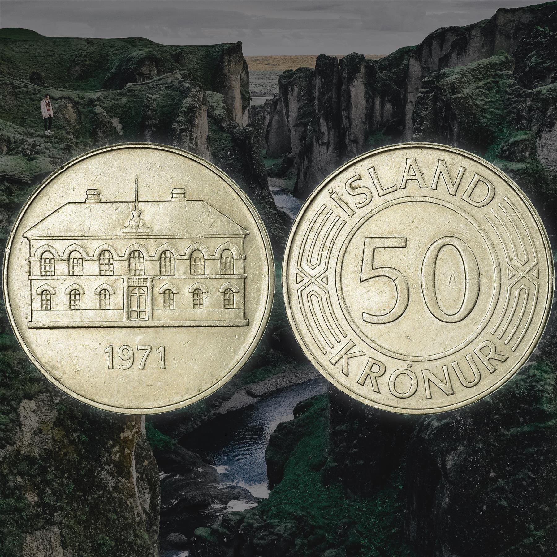 アイスランド 50クローナ硬貨 | 国会議事堂 | レイキャビク | KM19