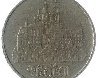 Gedenkmünze 5 Mark aus der DDR. Die Stadt Meisen 1972-1983