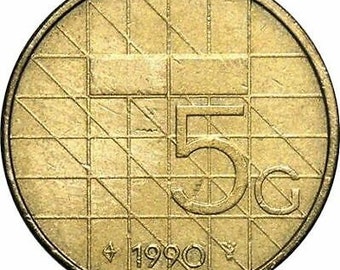 Netherlands 5 Gulden Beatrix | Coin KM210 1987 - 2001