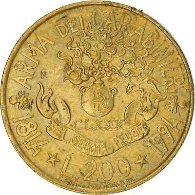 Italiana RepvliaL200カラビニエリの180周年記念硬貨 200 Lire (Arm of Carabinieri) - Italy – Numista