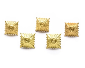5x German Military Army Officer Uniform Epaulette pins, Gold, Silver, Gray Captain Rank Pips Badges