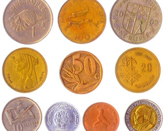 Pièces choisies au hasard dans différents pays africains. Anciennes pièces de collection de valeur.
